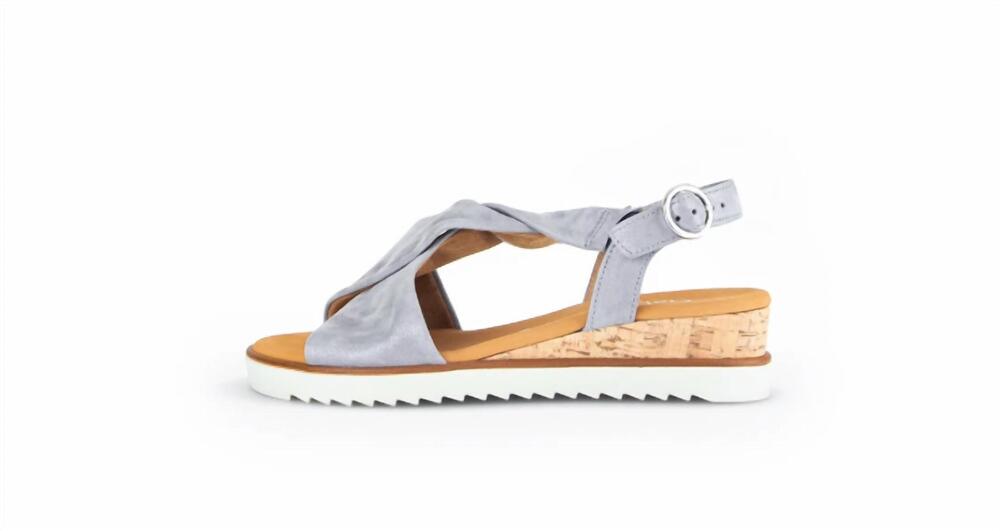 NEW GABOR women's 42.751 flat cork wedge sandals in drill (lds) azur (kork/creme